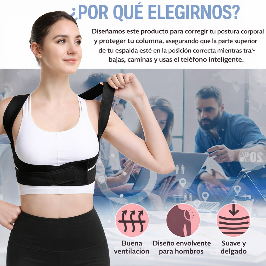 Dile ADIOS al dolor de espalda con el corrector de postura
